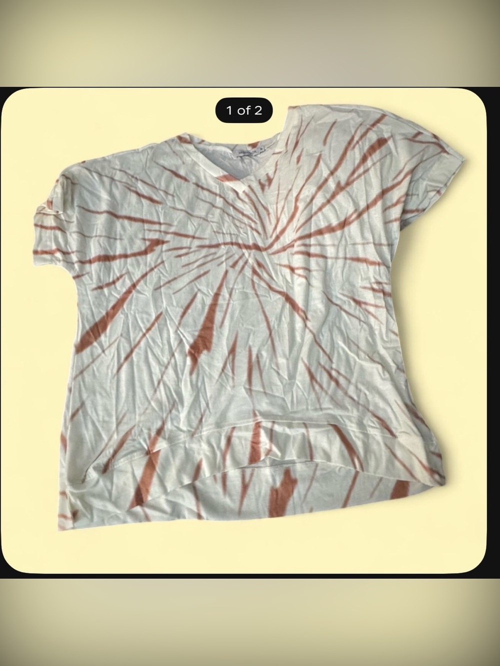MISSLOOK White Short Sleeve Tie-Dye Tee with Rust Swirl